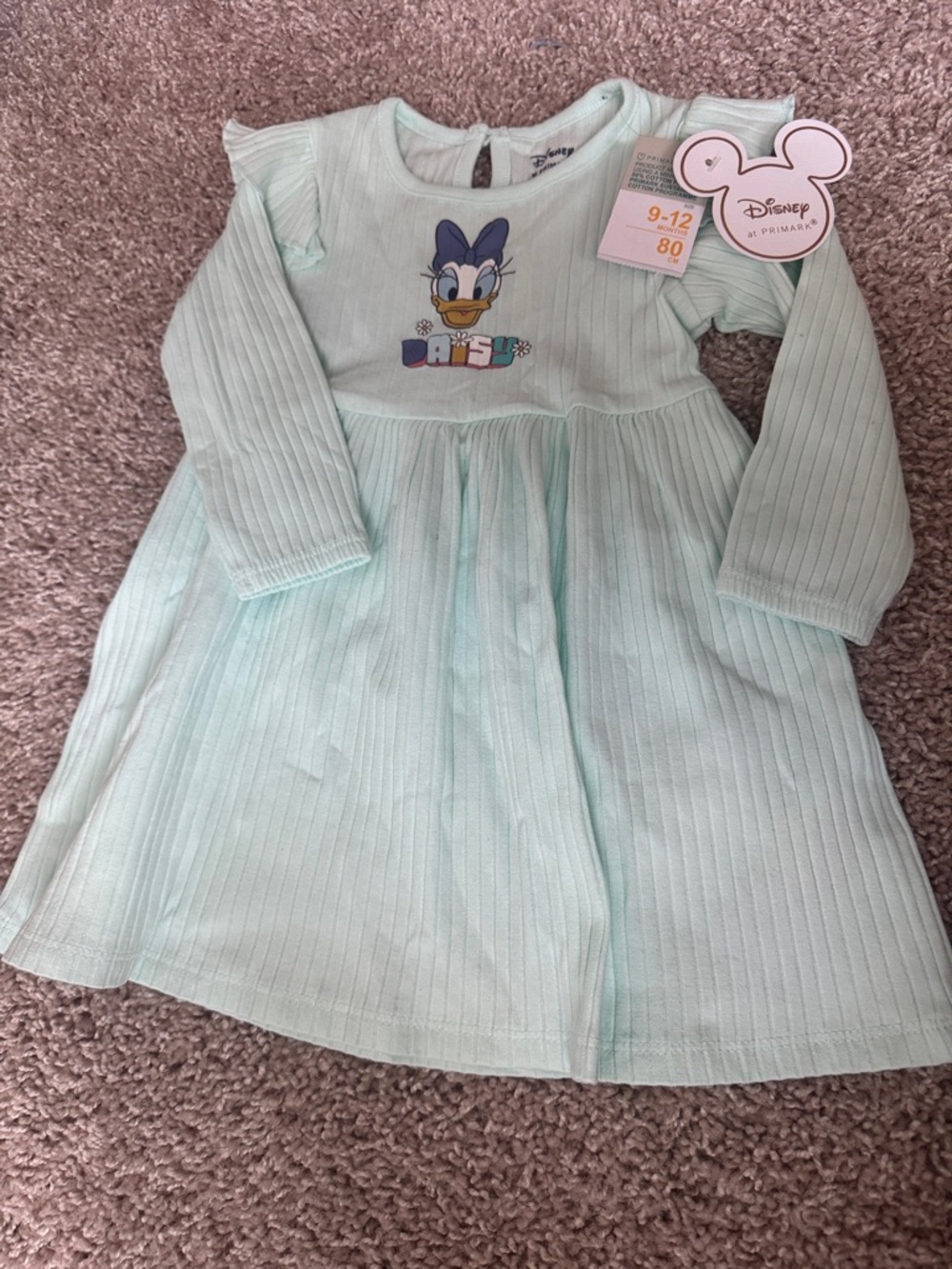 Disney Mint Daisy Duck Ribbed Long Sleeve Dress